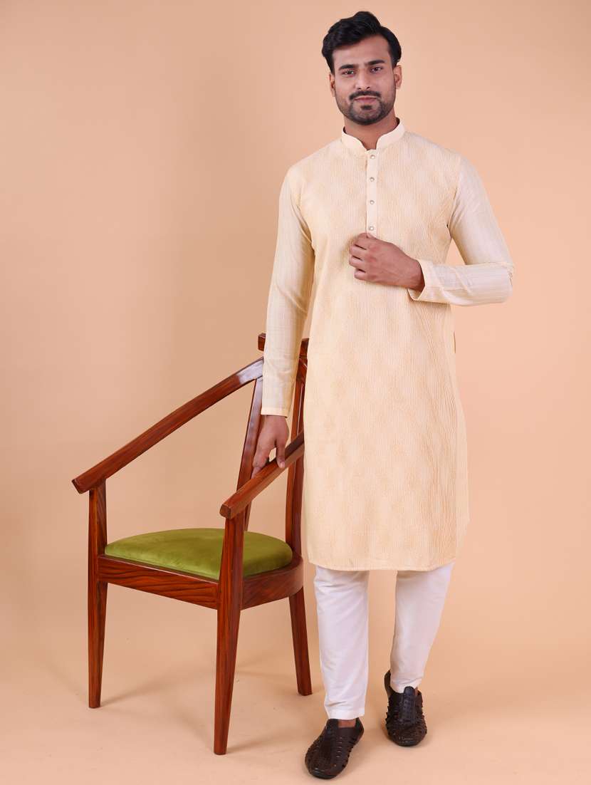 men mandarin neck kurta pyjama ethnic wear set