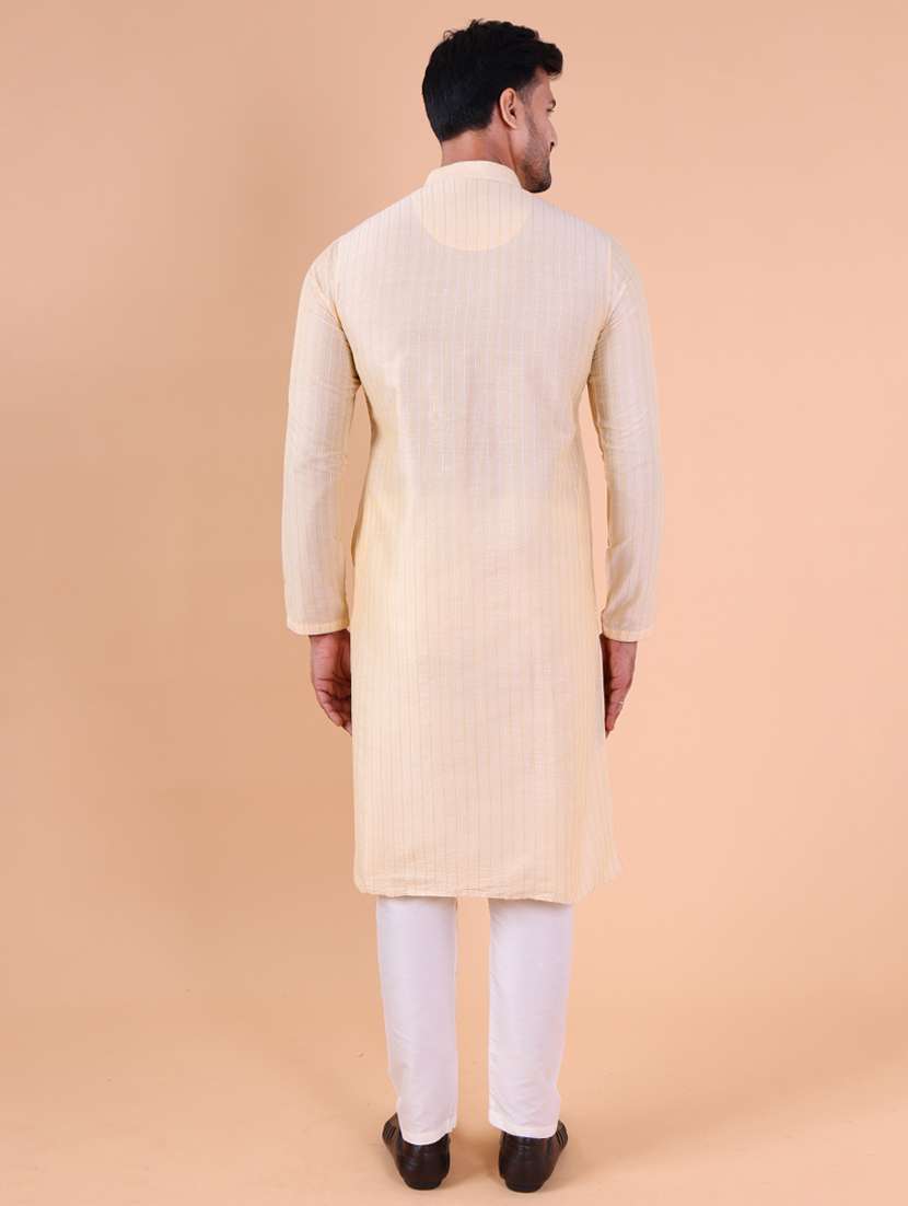 men mandarin neck kurta pyjama ethnic wear set - 22075969 - Standard Image - 3