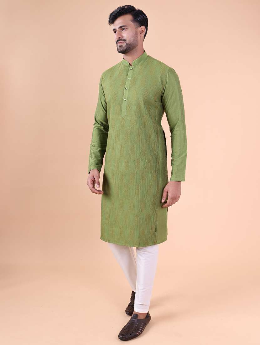 men mandarin neck kurta pyjama ethnic wear set - 22075970 - Standard Image - 3