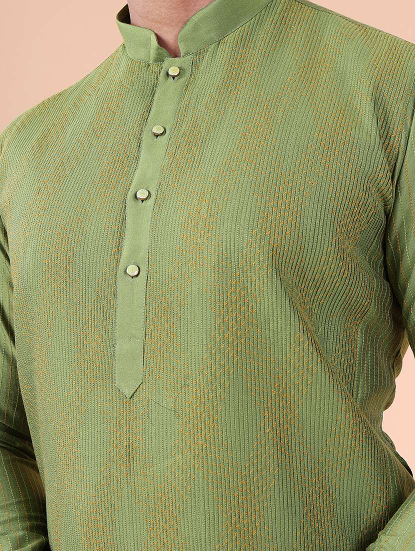 men mandarin neck kurta pyjama ethnic wear set - 22075970 - Standard Image - 5