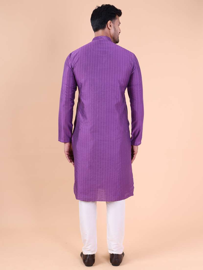 men mandarin neck kurta pyjama ethnic wear set - 22075972 - Standard Image - 3