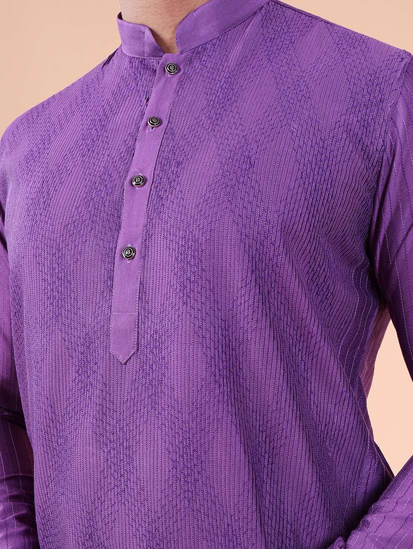 men mandarin neck kurta pyjama ethnic wear set - 22075972 - Standard Image - 5