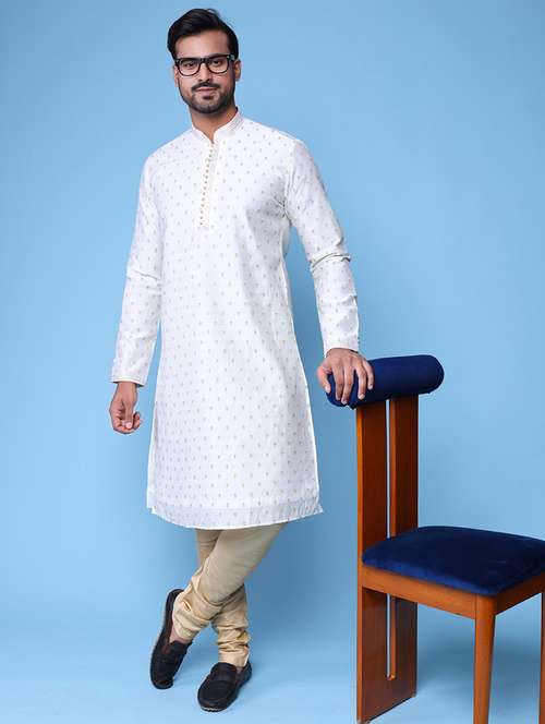men mandarin neck kurta pyjama ethnic wear set - 22075975 - Standard Image - 0