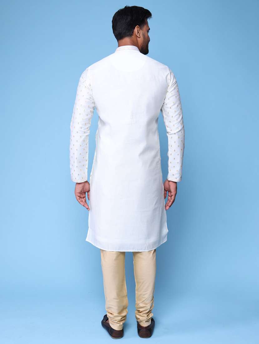 men mandarin neck kurta pyjama ethnic wear set - 22075975 - Standard Image - 3
