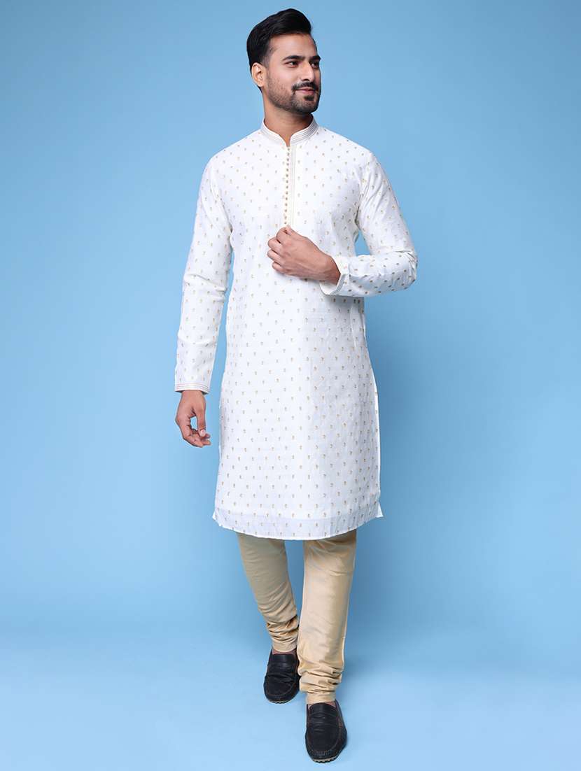 men mandarin neck kurta pyjama ethnic wear set - 22075975 - Standard Image - 5