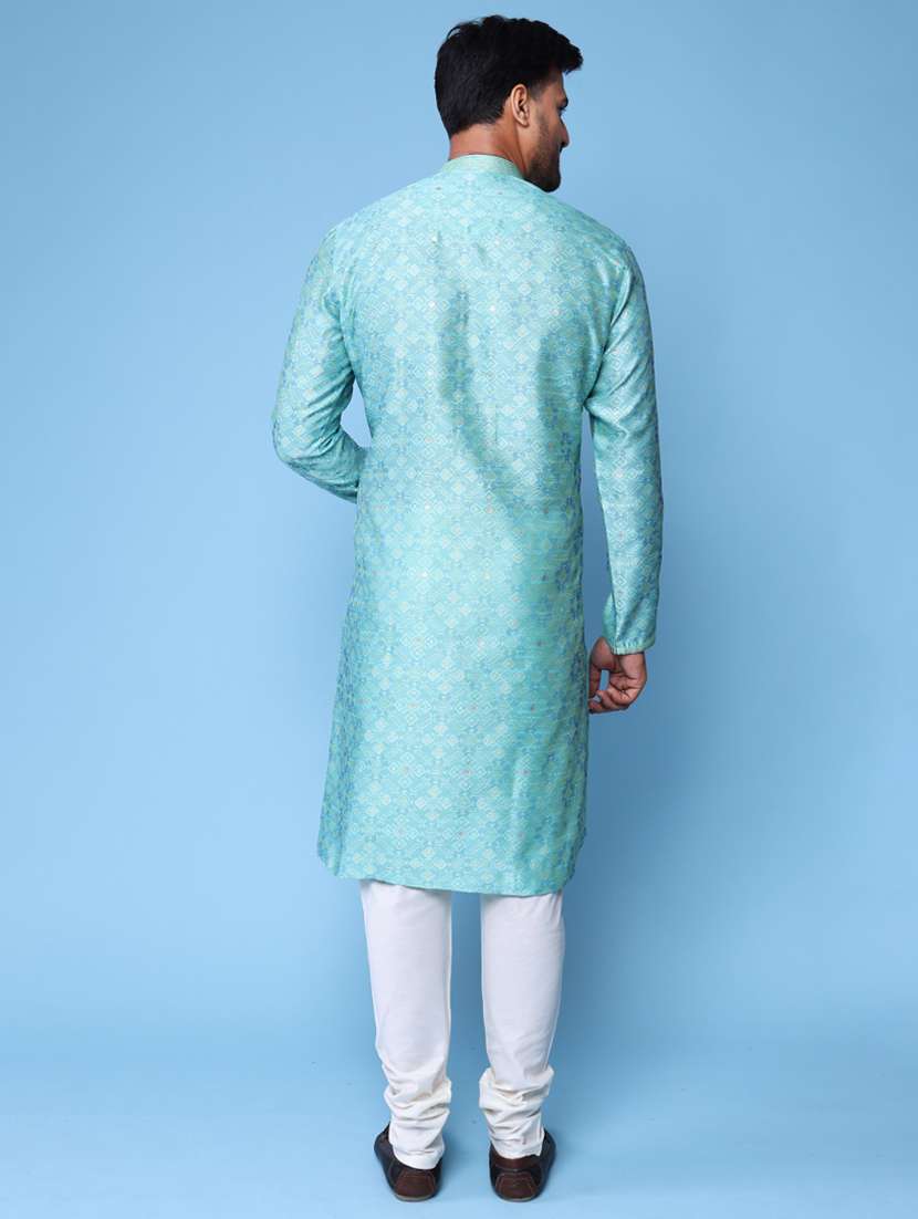 men mandarin neck kurta pyjama ethnic wear set - 22075977 - Standard Image - 3