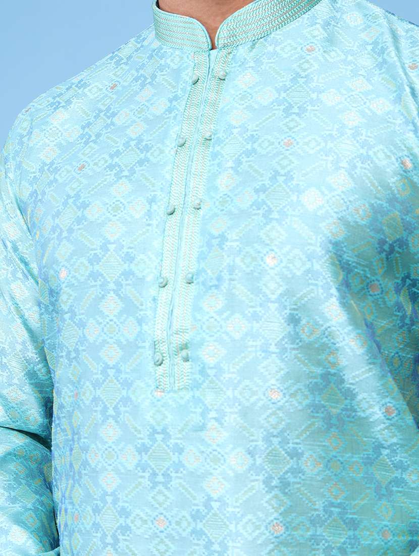 men mandarin neck kurta pyjama ethnic wear set - 22075977 - Standard Image - 5