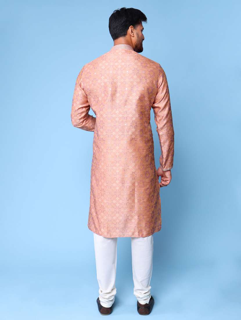 men mandarin neck kurta pyjama ethnic wear set - 22075978 -  Standard Image - 3