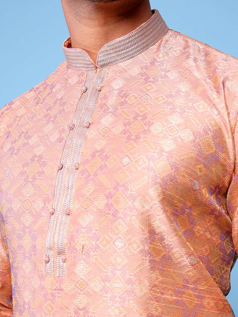 men mandarin neck kurta pyjama ethnic wear set - 22075978 -  Standard Image - 5
