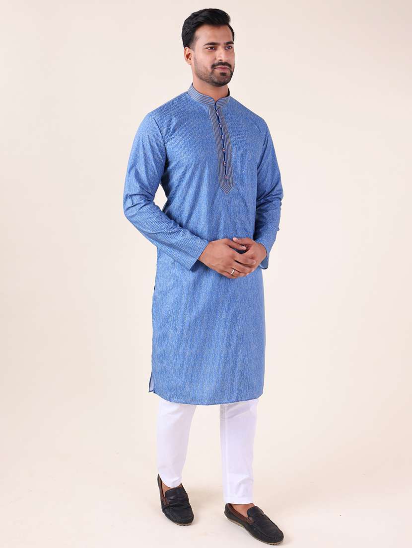 men mandarin neck kurta pyjama ethnic wear set - 22075981 - Standard Image - 5
