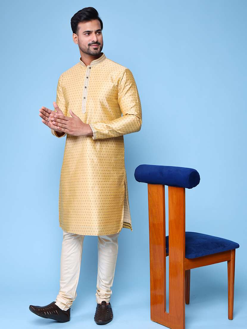 men mandarin neck kurta pyjama ethnic wear set