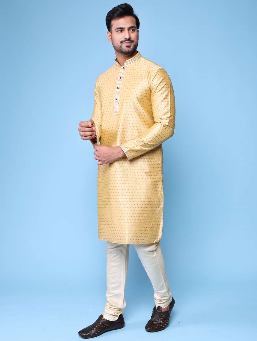 men mandarin neck kurta pyjama ethnic wear set - 22075995 -  Standard Image - 3