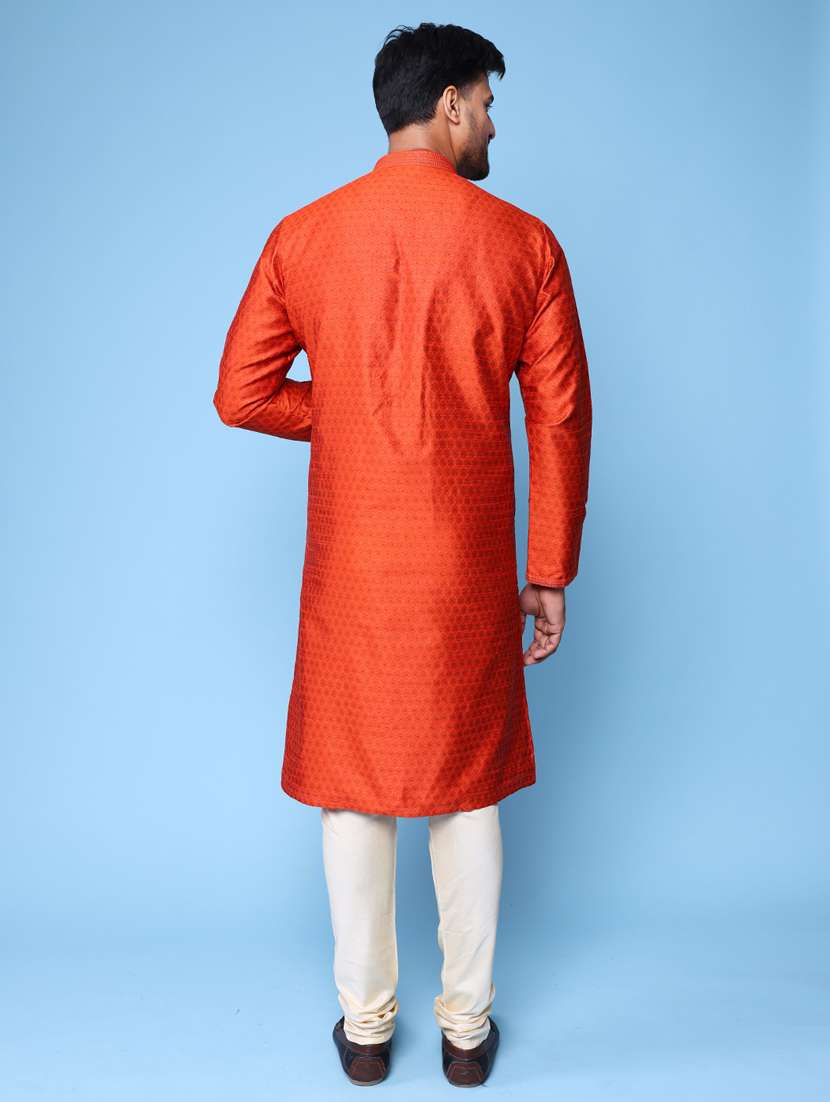 men mandarin neck kurta pyjama ethnic wear set - 22075996 -  Standard Image - 3