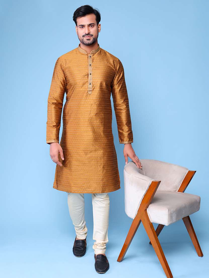 men mandarin neck kurta pyjama ethnic wear set - 22075998 - Zoom Image - 0