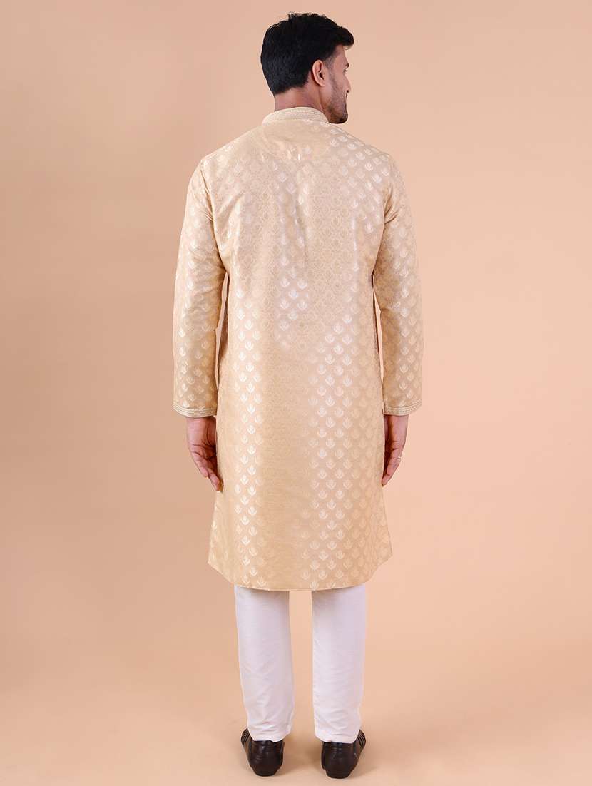 men mandarin neck kurta pyjama ethnic wear set - 22075999 -  Standard Image - 3