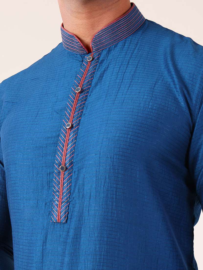 men mandarin neck kurta pyjama ethnic wear set - 22076000 - Standard Image - 5