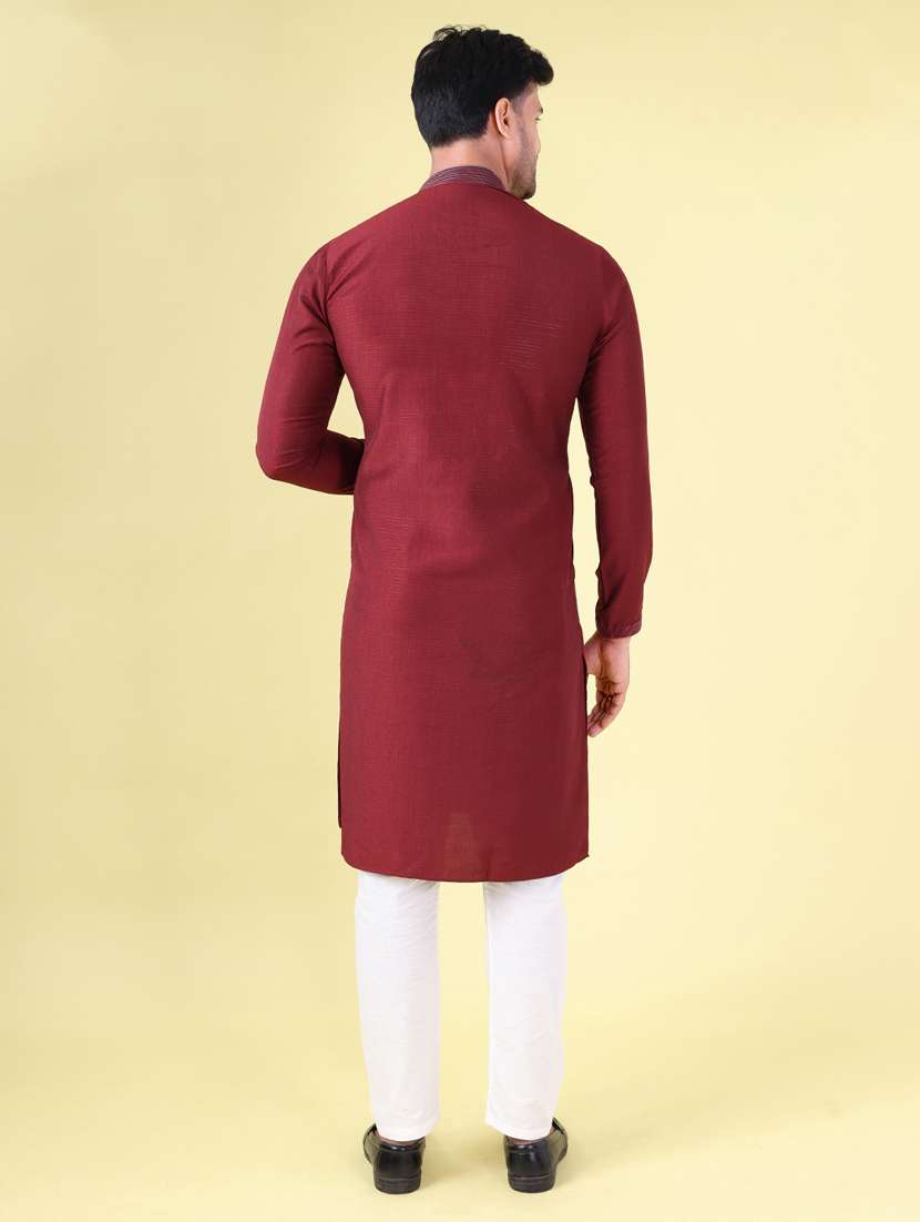 men mandarin neck kurta pyjama ethnic wear set - 22076001 - Standard Image - 3