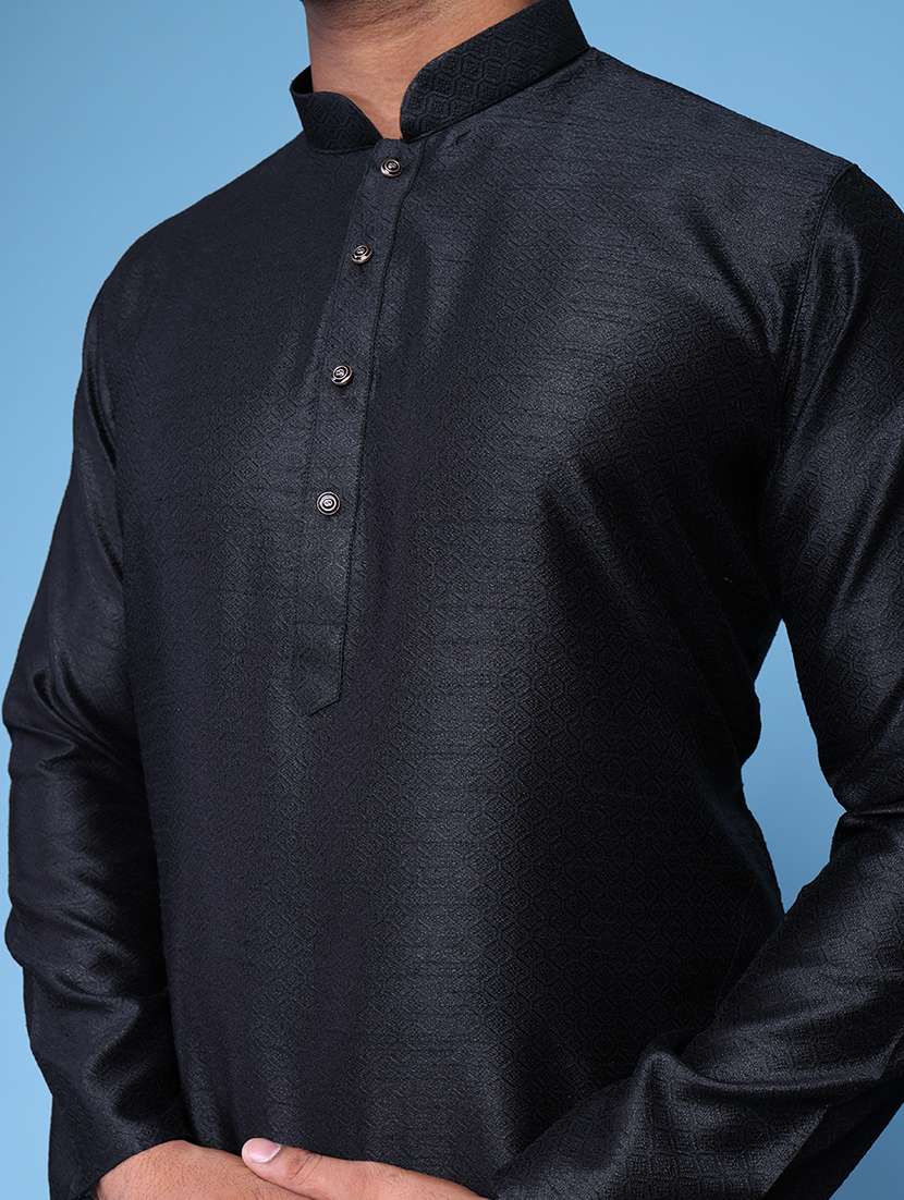 men mandarin neck kurta pyjama ethnic wear set - 22076003 - Standard Image - 5