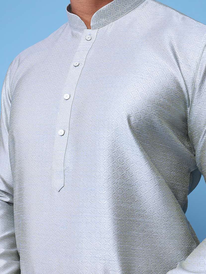 men mandarin neck kurta pyjama ethnic wear set - 22076005 - Standard Image - 5