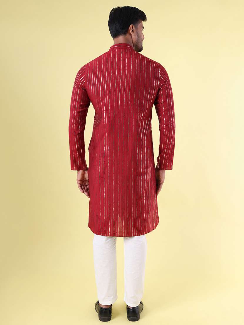 men mandarin neck kurta pyjama ethnic wear set - 22076007 - Standard Image - 3