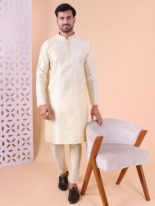 men mandarin neck kurta pyjama ethnic wear set - 22076009 -  Standard Image - 0