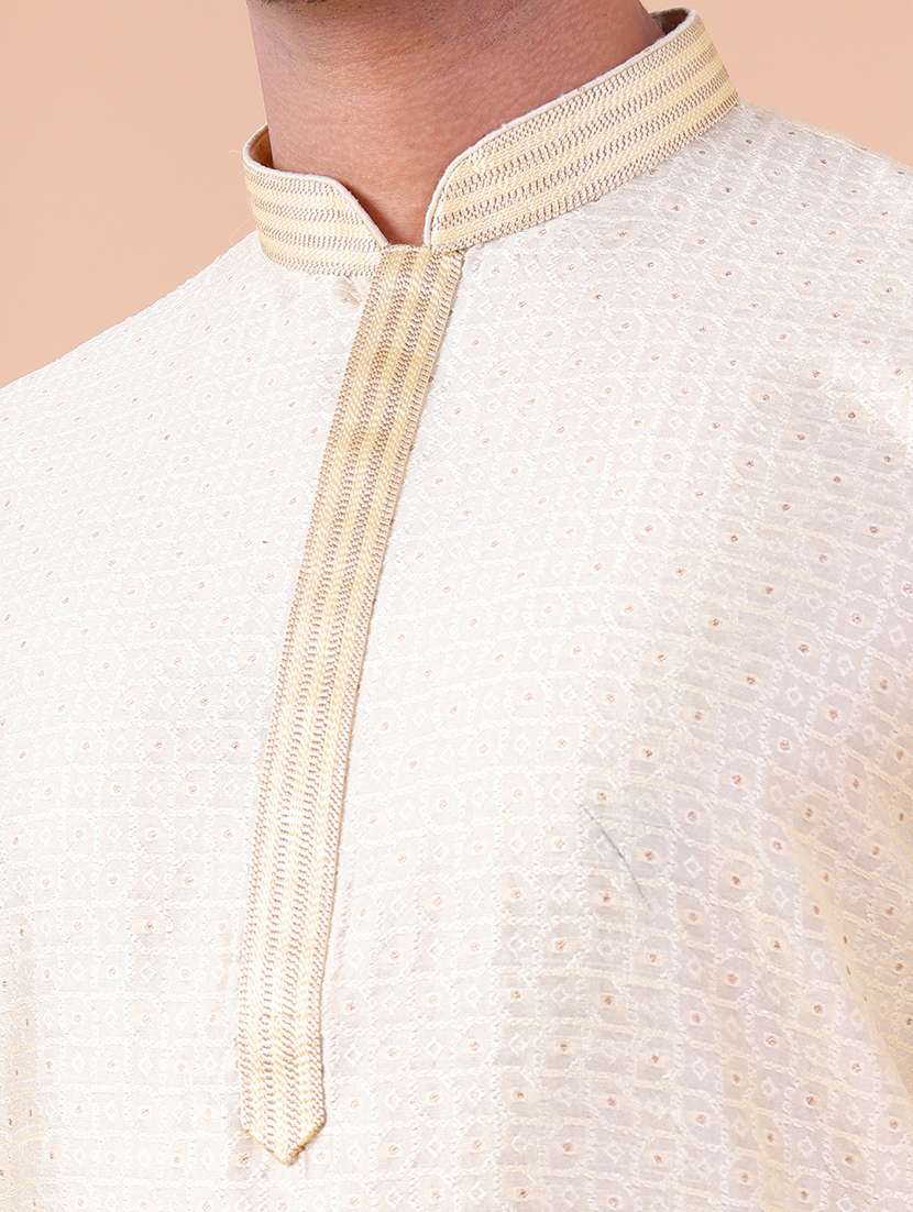men mandarin neck kurta pyjama ethnic wear set - 22076009 - Standard Image - 5