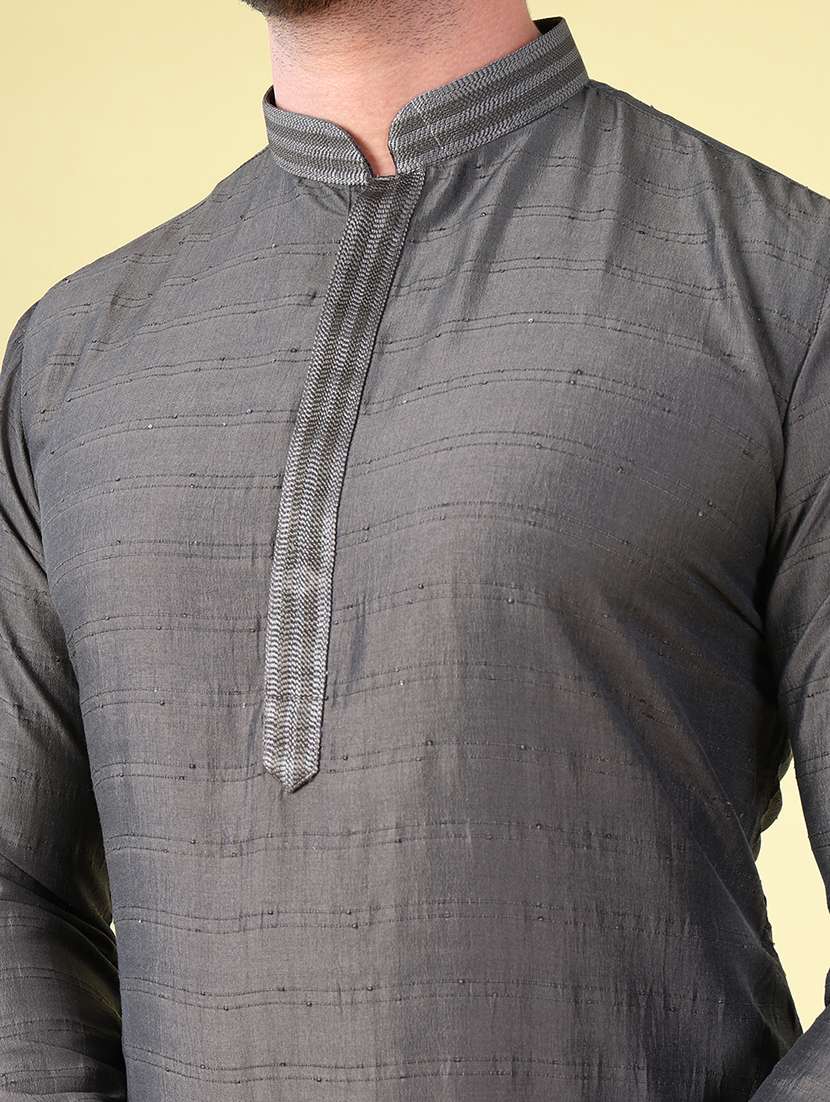 men mandarin neck kurta pyjama ethnic wear set - 22076010 - Standard Image - 5