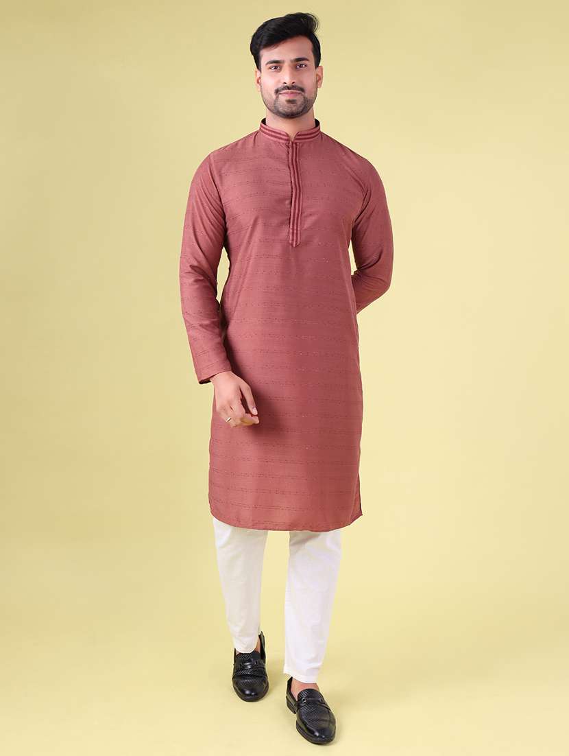 men mandarin neck kurta pyjama ethnic wear set - 22076011 - Standard Image - 3