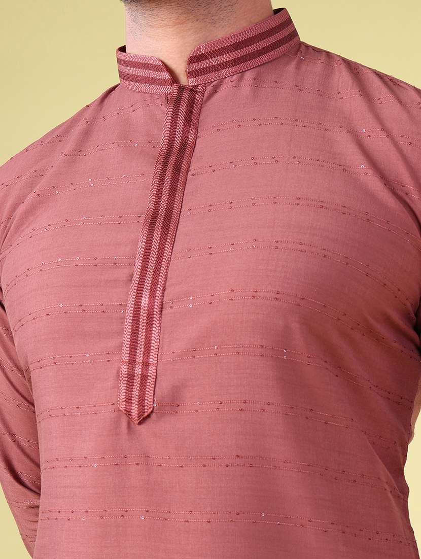 men mandarin neck kurta pyjama ethnic wear set - 22076011 - Standard Image - 5