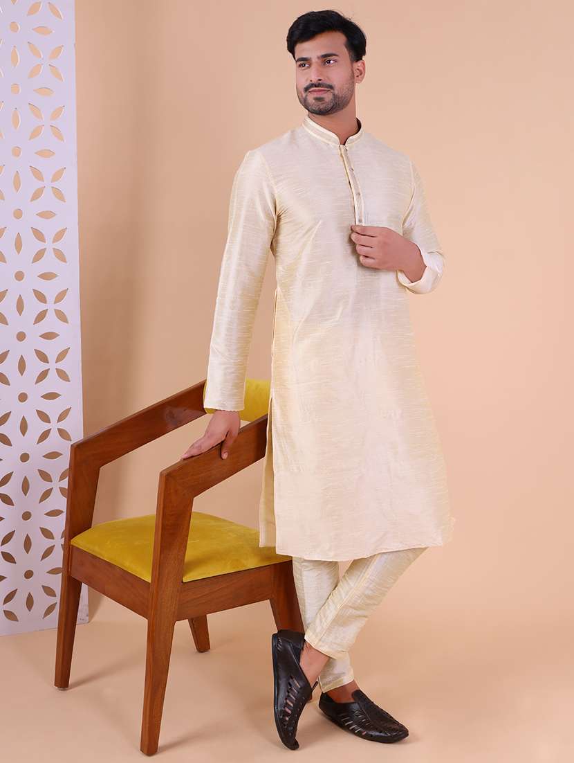 men mandarin neck kurta pyjama ethnic wear set - 22076012 -  Zoom Image - 0