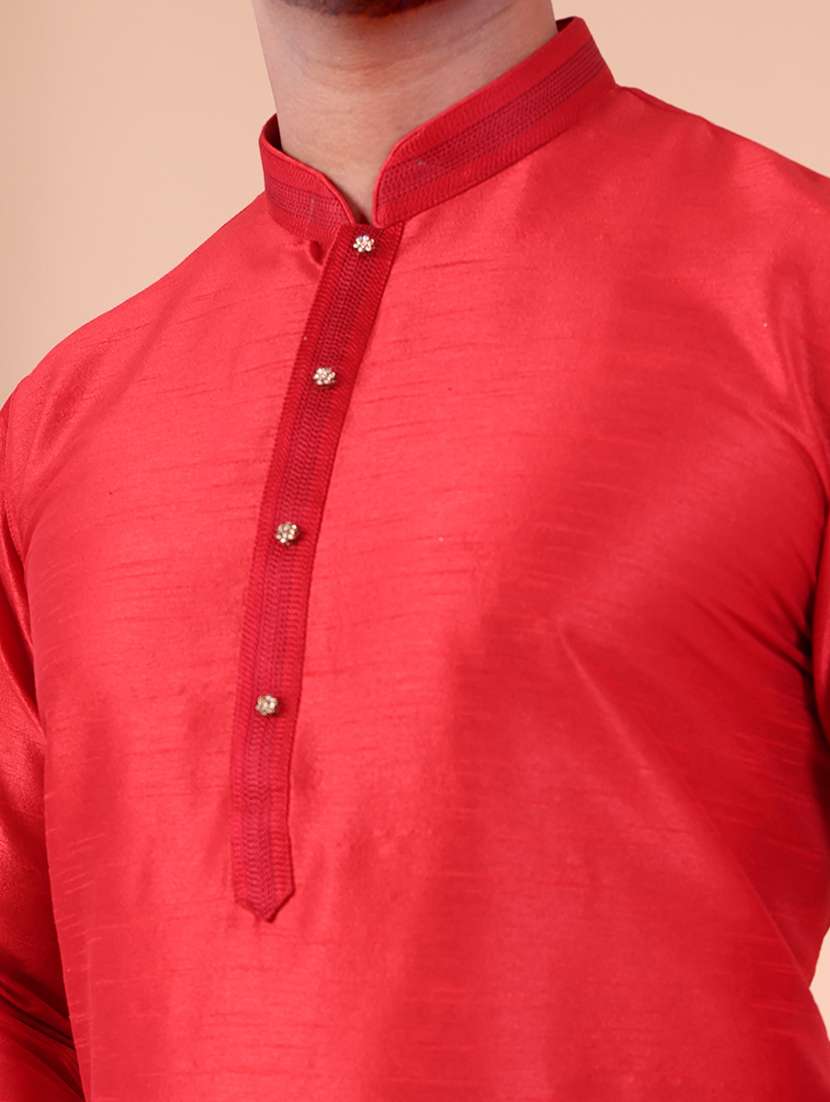 men mandarin neck kurta pyjama ethnic wear set - 22076013 - Standard Image - 5