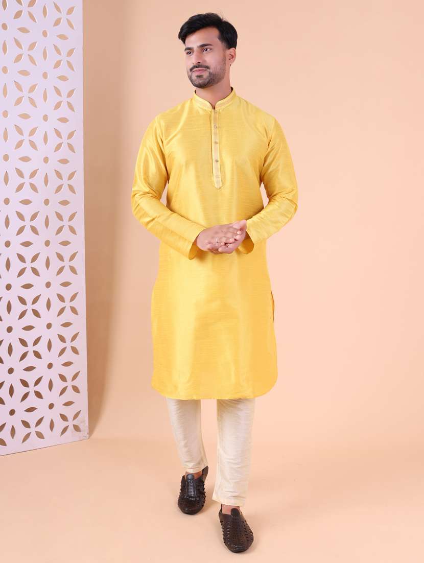 men mandarin neck kurta pyjama ethnic wear set - 22076014 - Zoom Image - 0