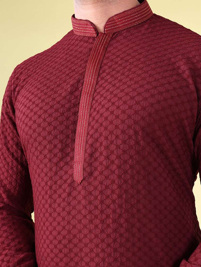 men mandarin neck kurta pyjama ethnic wear set - 22076018 - Standard Image - 5