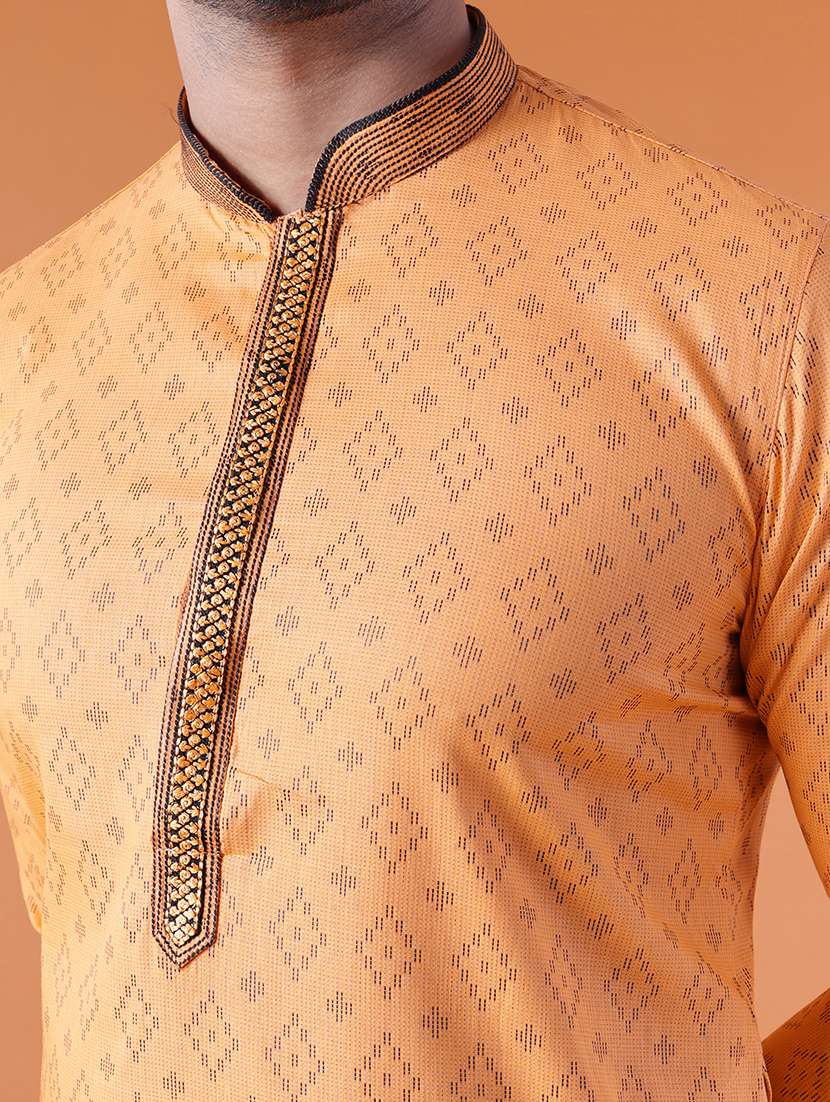 men mandarin neck kurta pyjama ethnic wear set - 22076019 - Standard Image - 5
