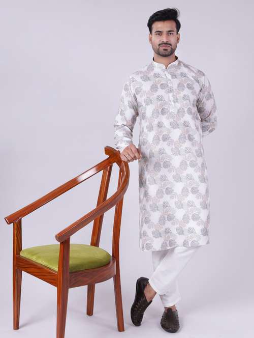 men mandarin neck kurta pyjama ethnic wear set - 22076020 - Standard Image - 0