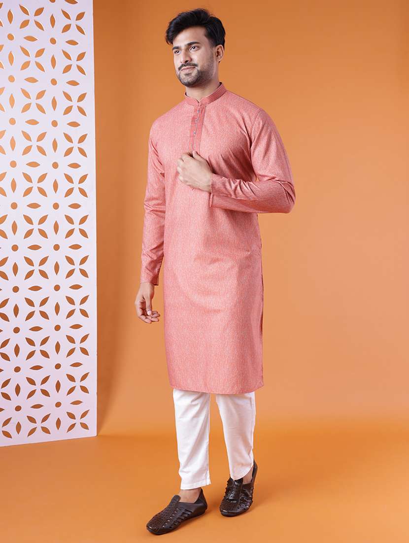 men mandarin neck kurta pyjama ethnic wear set - 22076021 - Standard Image - 3