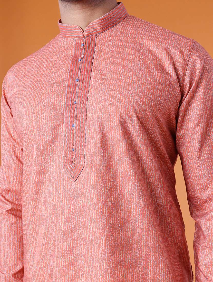 men mandarin neck kurta pyjama ethnic wear set - 22076021 - Standard Image - 5