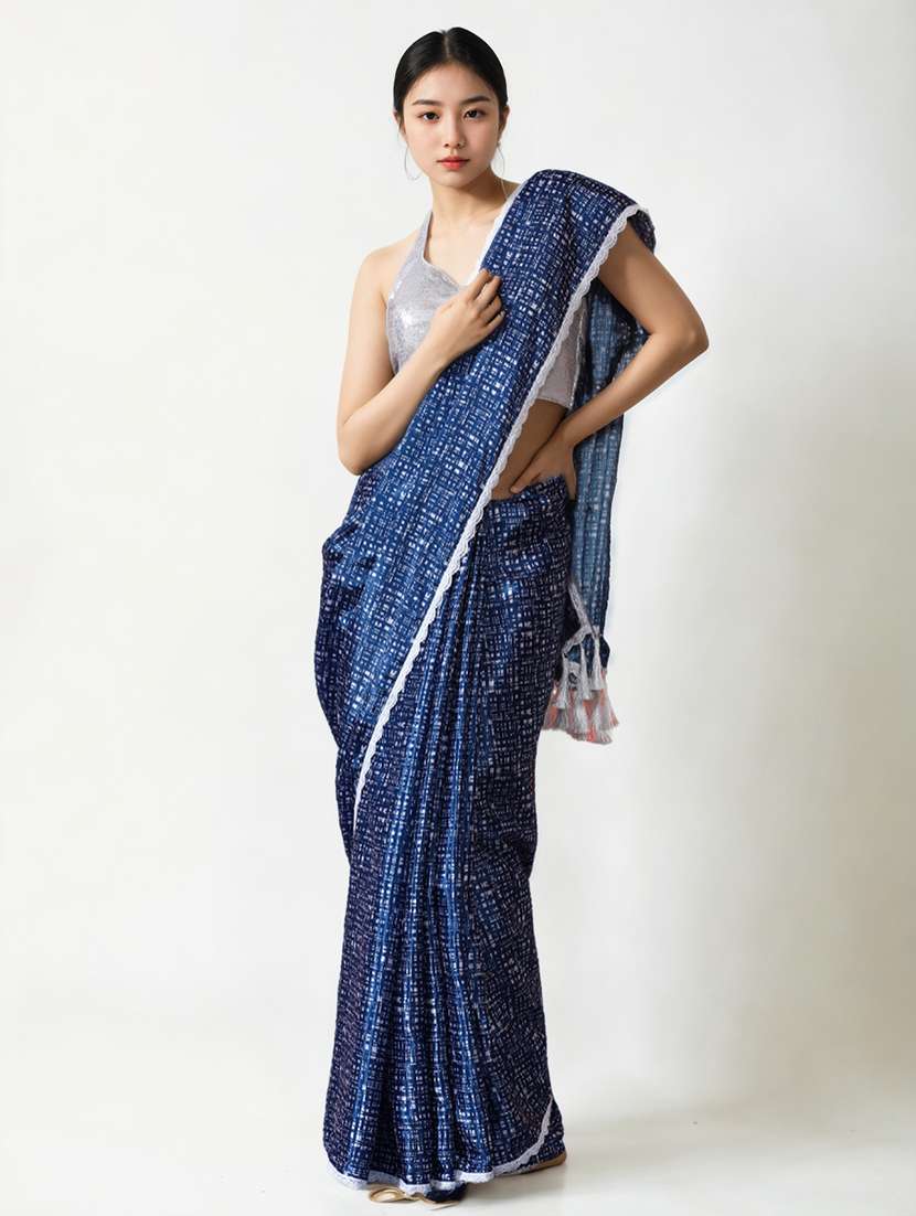 women printed casual wear saree with blouse