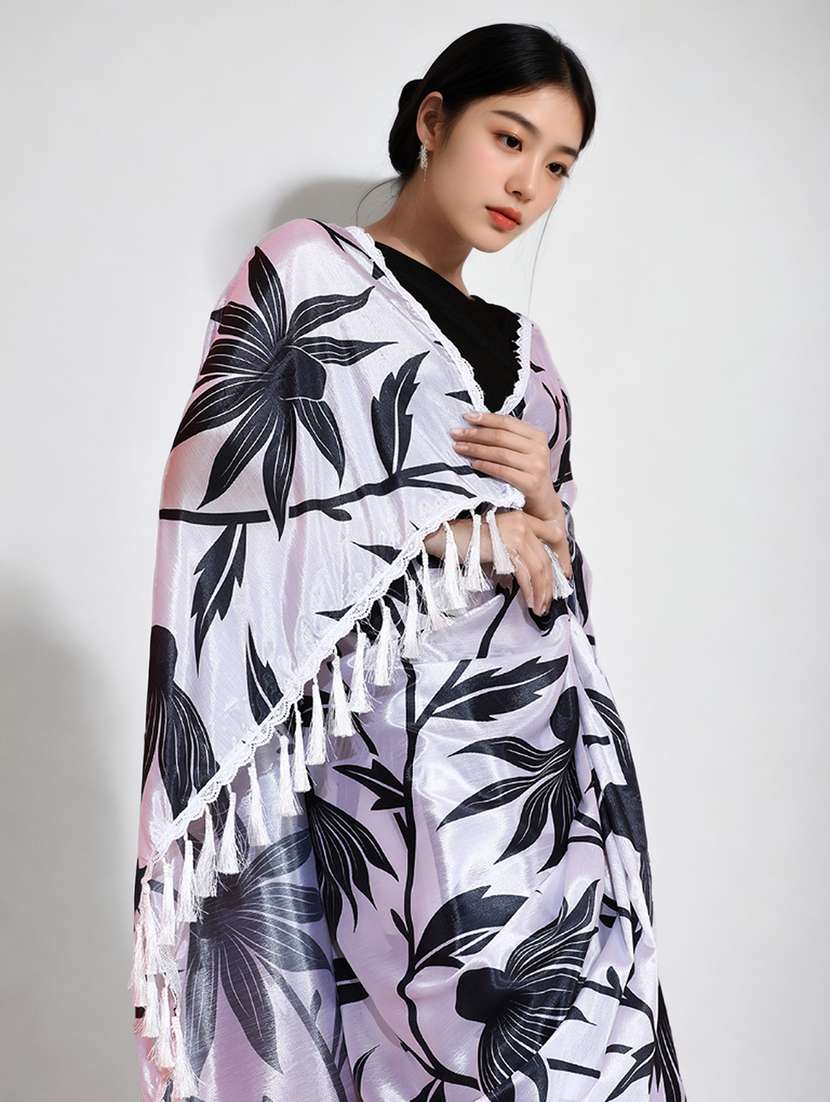 women printed casual wear saree with blouse - 22076037 - Standard Image - 3