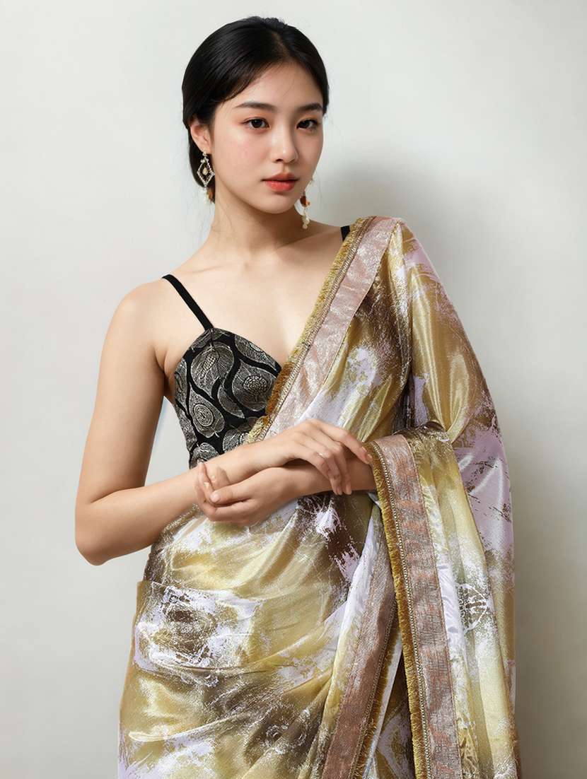 women printed casual wear saree with blouse - 22076038 - Standard Image - 3