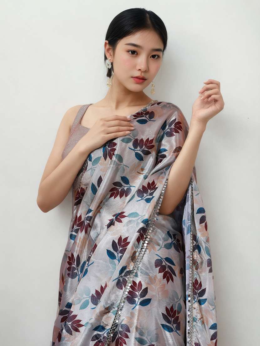 women printed casual wear saree with blouse - 22076058 - Standard Image - 3