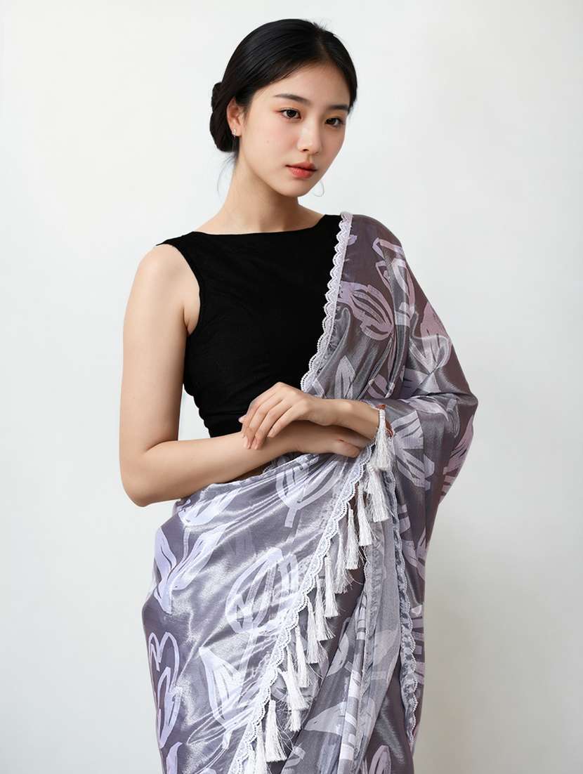 women printed casual wear saree with blouse - 22076063 -  Standard Image - 3