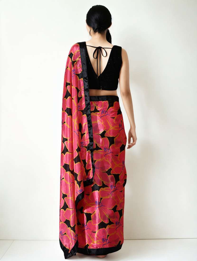 women printed casual wear saree with blouse - 22076064 - Standard Image - 3