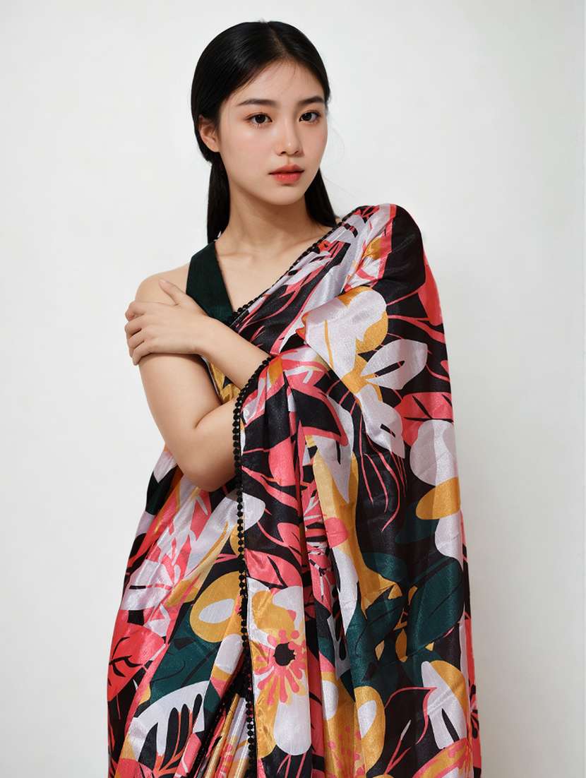 women printed casual wear saree with blouse - 22076066 - Standard Image - 3