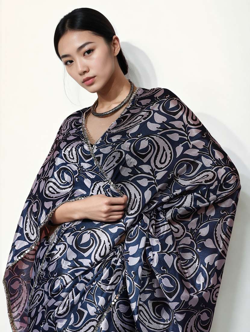 women printed casual wear saree with blouse - 22076077 -  Standard Image - 3