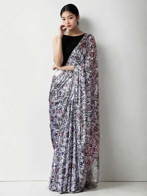 women printed casual wear saree with blouse - 22076078 - Standard Image - 0