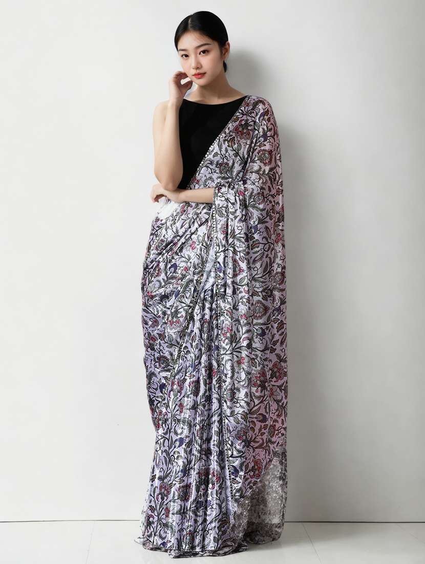 women printed casual wear saree with blouse - 22076078 - Zoom Image - 0