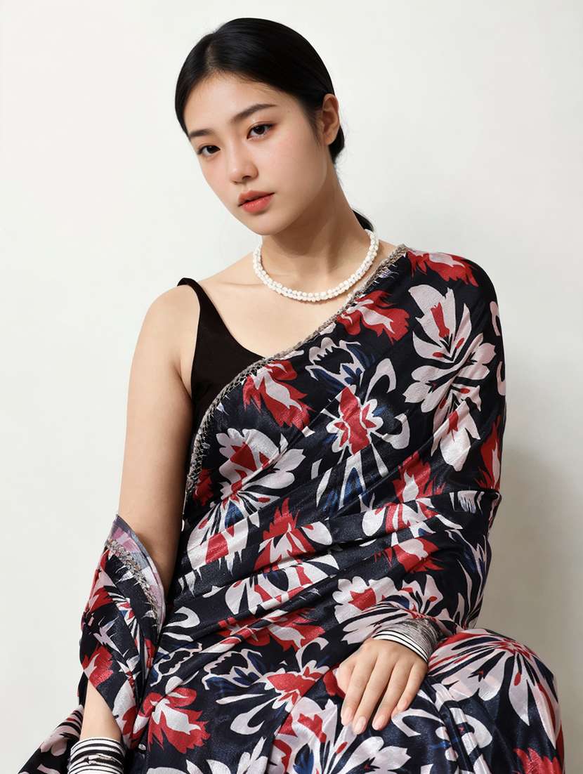 Women Printed Casual Wear Saree With Blouse