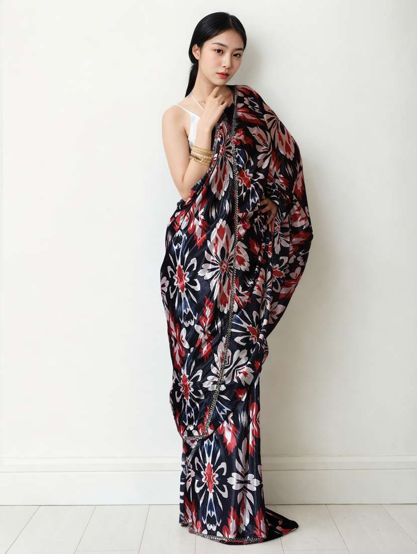 women printed casual wear saree with blouse - 22076079 - Standard Image - 3