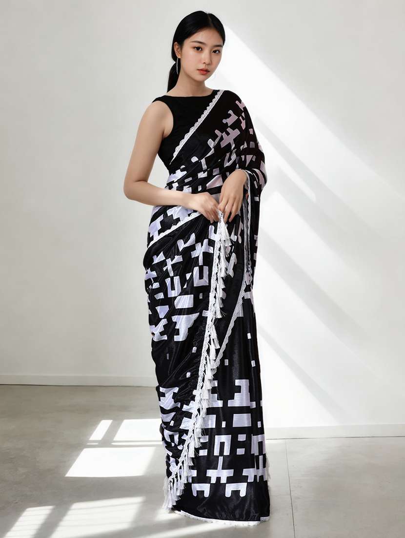 women printed casual wear saree with blouse - 22076085 - Standard Image - 3
